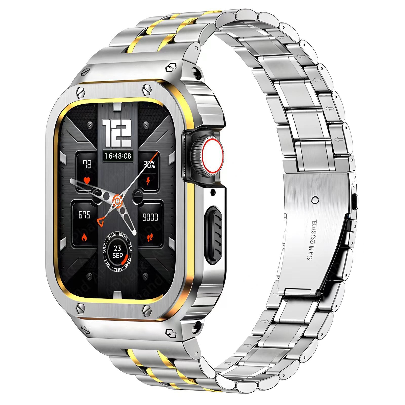 Stainless Steel Band With Case For Apple Watch